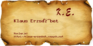 Klaus Erzsébet névjegykártya